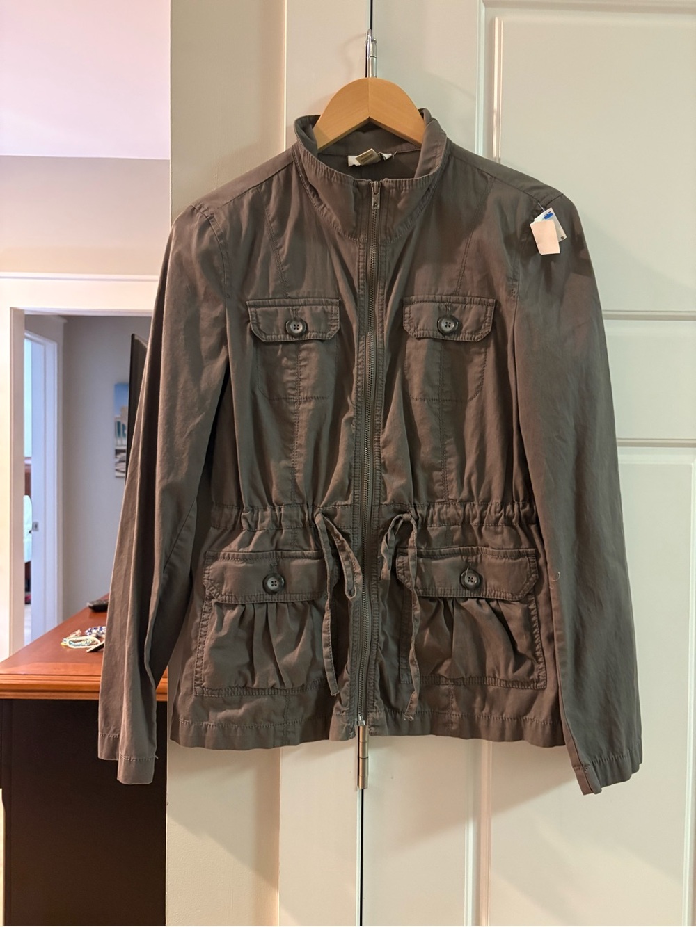 LOFT brown Jacket with Drawstring Detail